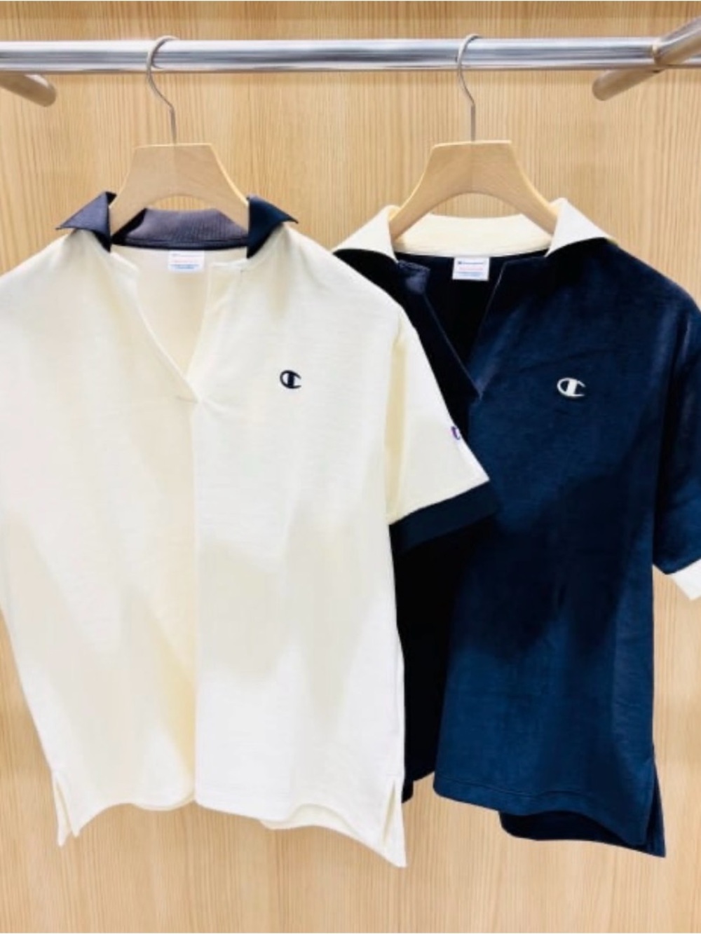 Beams x Champion Women’s Cream Polo with Navy Trim